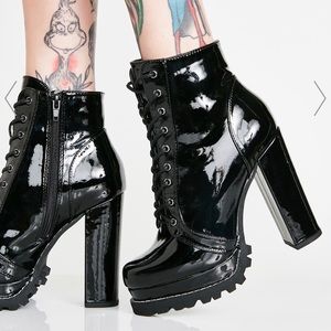 Dolls Kill Black Lace Up Boots